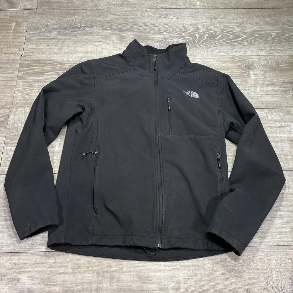 North Face Jacket Mens Large Black Softshell Windproof Full Zip Outdoor Layer‎